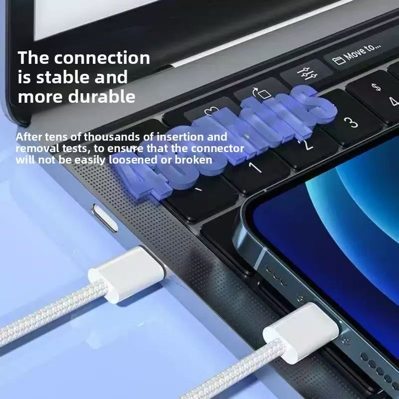 1M USB Type-C – Type-C 30W PD Gyors Töltőkábel – Fonott Prémium Adatkábel iPhone 15 / 16 / 17 Pro Max és Android készülékekhez Lila
