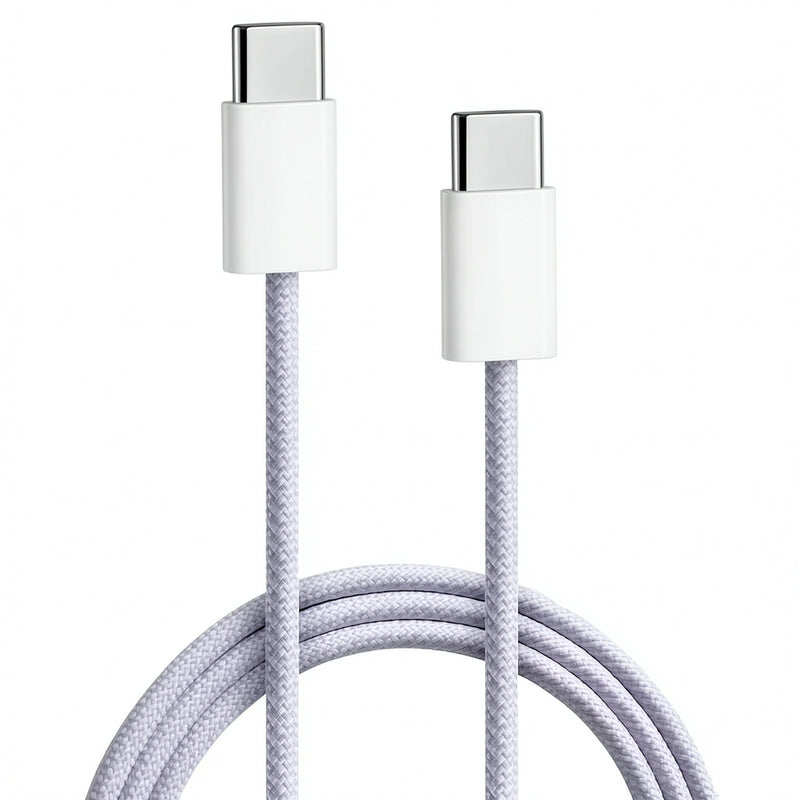 1M USB Type-C – Type-C 30W PD Gyors Töltőkábel – Fonott Prémium Adatkábel iPhone 15 / 16 / 17 Pro Max és Android készülékekhez Lila