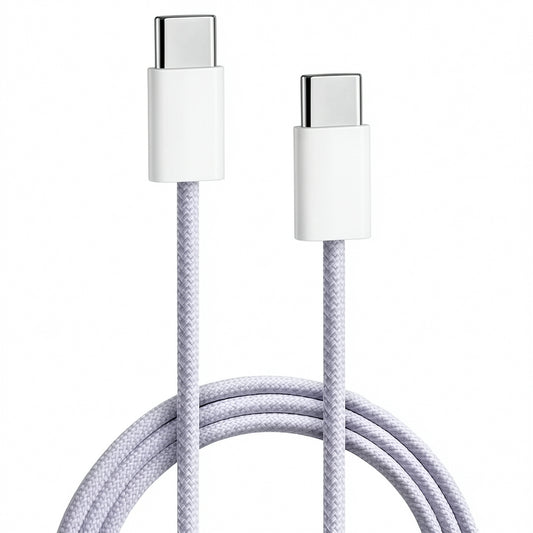 1M USB Type-C – Type-C 30W PD Gyors Töltőkábel – Fonott Prémium Adatkábel iPhone 15 / 16 / 17 Pro Max és Android készülékekhez Lila