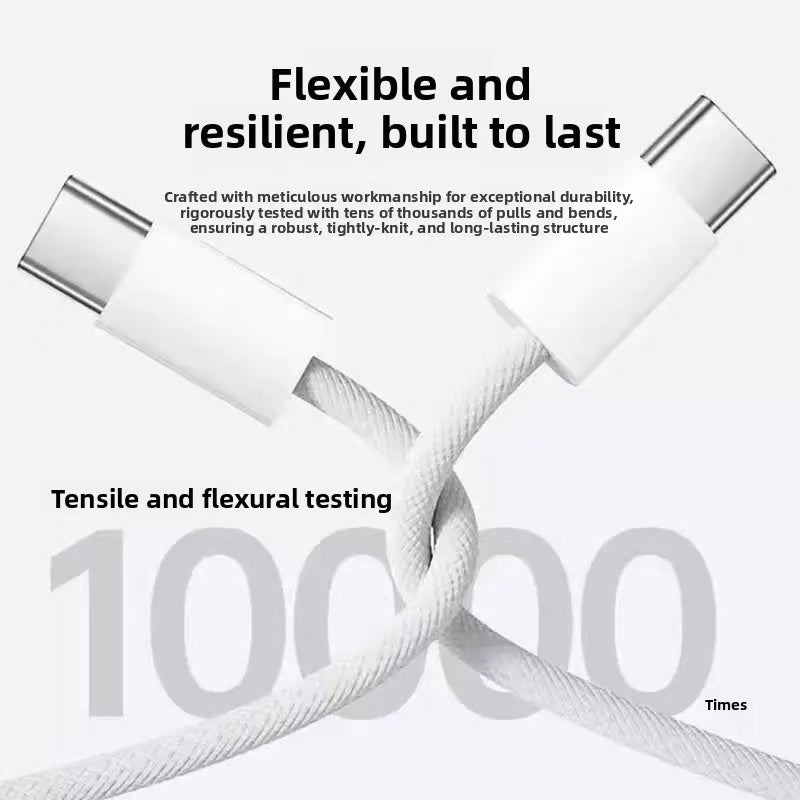 1M USB Type-C – Type-C 30W PD Gyors Töltőkábel – Fonott Prémium Adatkábel iPhone 15 / 16 / 17 Pro Max és Android készülékekhez rózsaszín